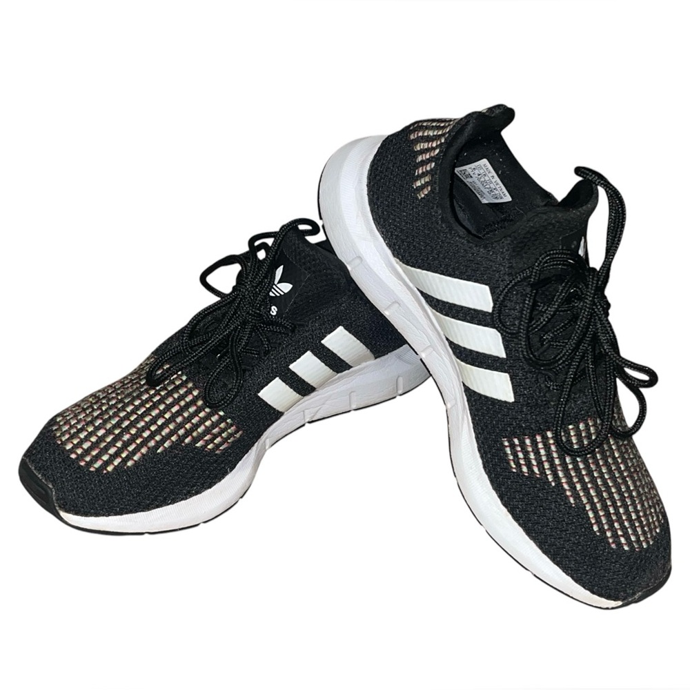 Adidas Swift Run Black Colorway With Rainbow Acce… - image 2